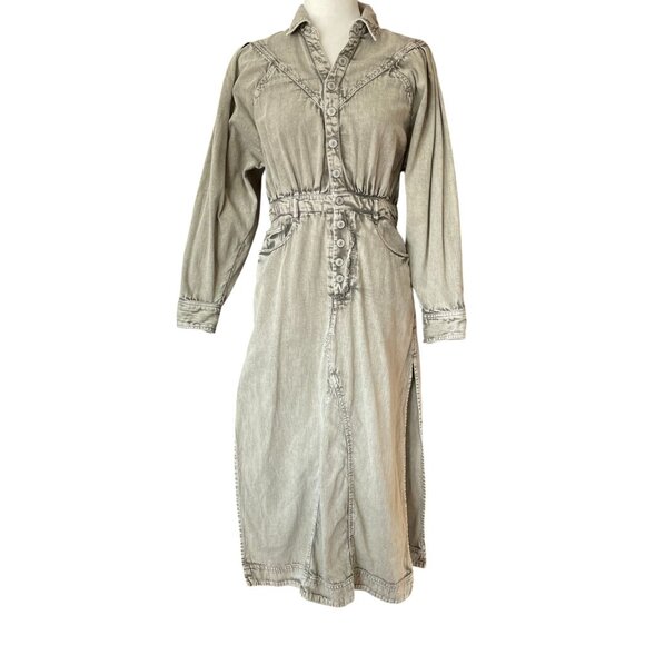 Free People Dresses & Skirts - Free People Mad Love Denim Midi Dress- Sage SZ M